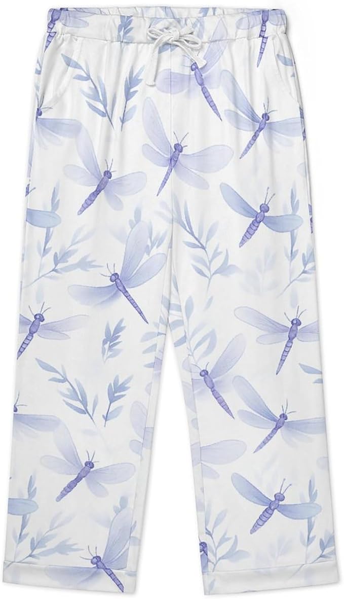 Lemons Leaves Ceramic Style Womens Pajama Set Long Sleeve Pajamas Top And Pants Soft Loungewear Pjs Sets