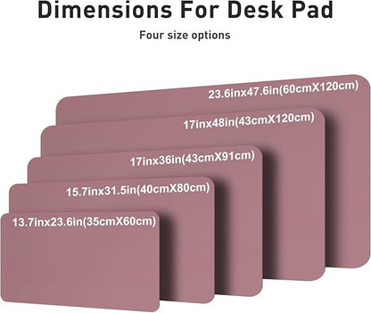 Aothia Faux Leather Desk Mat – Large Mouse Pad, Non-Slip PU Leather Blotter, Waterproof Writing Surface for Office and Home (Dark Pink, 47.2" x 23.6")