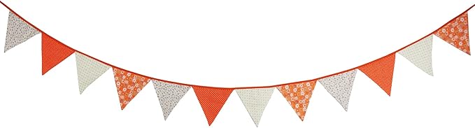 Halloween Pennant Banner, 1 Pack 12 Flags Vintage Halloween Banner Decor Fabric Bunting Flags Orange Garland Fall Decor (Style 2)
