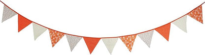 Halloween Pennant Banner, 1 Pack 12 Flags Vintage Halloween Banner Decor Fabric Bunting Flags Orange Garland Fall Decor (Style 2)