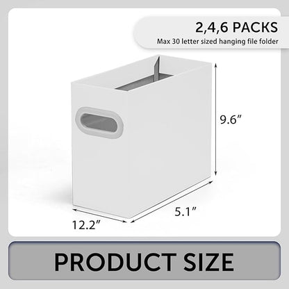 Collapsible File Organizer Box with Handle – Cardboard Hanging File Folder Storage Crate for Desk, Office, School, or Home – Colorful Portable Filing Box, Document Organizer, Magazine Holder