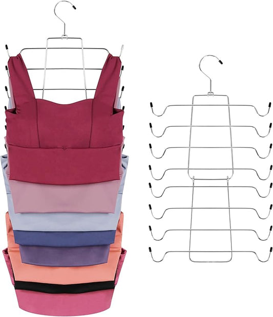 ZEDODIER Tank Top Hanger Space Saving, Bra Hangers for Closet Organizer, Hanging Bra Organizer Tank Tops Holder with 8 Hooks, Metal Closet Organizers and Storage Small Space Solutions, Silver