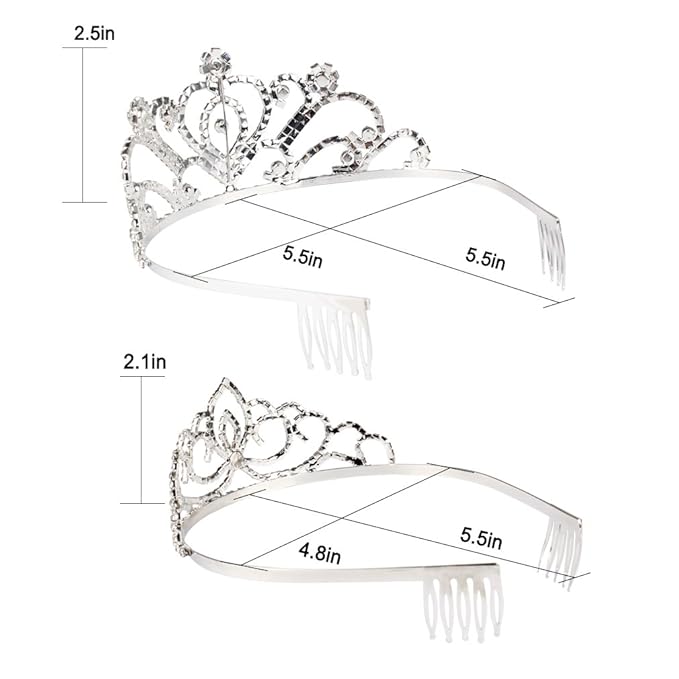 Pack of 2 Rhinestone Tiara Crown Exquisite Headband Comb Pin Wedding Bridal Birthday Tiaras
