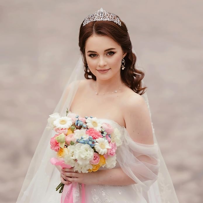 10 Pcs Crystal Tiara and Crowns for Women, Silver Rhinestone Crowns, Princess Headbands, Bride Tiaras for Wedding, Birthday, Parties