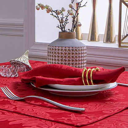 Cloth Napkins Set of 8 – Square 17x17 Inch Jacquard Fabric Polyester Washable Reusable Cloth Napkins for Kitchen Dinner Dining Restaurants Wedding Party Banquet Table (Red, 17X17 Inch)