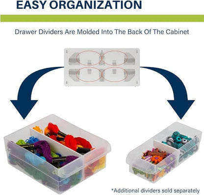 Akro-Mils 26-Drawer Plastic Drawer Storage Cabinet for Garage Organization, Bead Organizer, Building Bricks Storage, Teacher Toolbox, Makeup Organizer, 20-Inch W x 6-Inch D x 10-Inch H, 10124 White