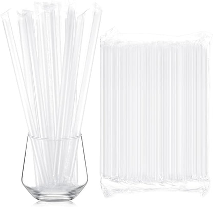 Tessco for you 600 Pcs 9.84 Inch Smoothie Straws Bulk Disposable Bubble Tea Straws Large Plastic Individually Wrapped for Tall Homemade Milkshakes (Clear)