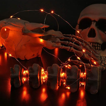 Joomer Orange Battery Halloween Fairy Lights, 2 Pack 16.4FT 50 LED 2 Modes Twinkle String Lights for Indoor Outdoor Halloween Decorations
