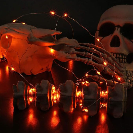 Joomer Orange Battery Halloween Fairy Lights, 2 Pack 16.4FT 50 LED 2 Modes Twinkle String Lights for Indoor Outdoor Halloween Decorations