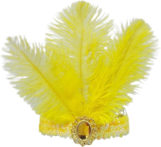 Feather Headpiece Sequins Headbands 1920s Flapper Showgirl Headpieces for Women Girls Carnival Party Accessories