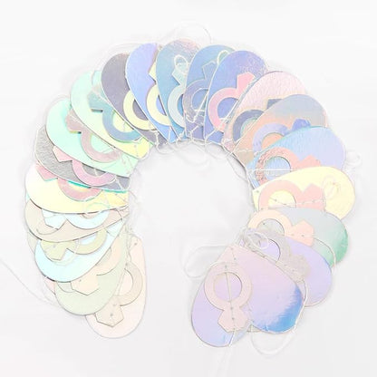 Engagement Bachelorette Party-Decorations Iridescent Heart-Ring Garland - 52Ft Holographic Disco Wedding Paper Streamers Banner,Galentines Proposal Decor Lasting Surprise