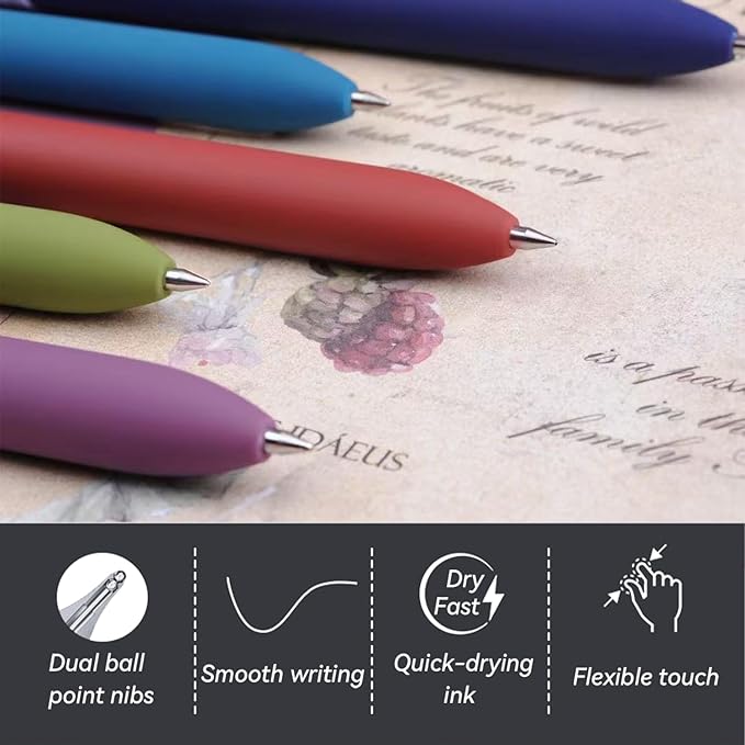 Gel Pens, 5Pcs 0.5mm Fine Point Black Ink Pens With Smooth Writing,Office Desk Accessories,Quick Dry Pens For Journaling,Ballpoint Writing Supplies, Gift for Women and Men (Retro)