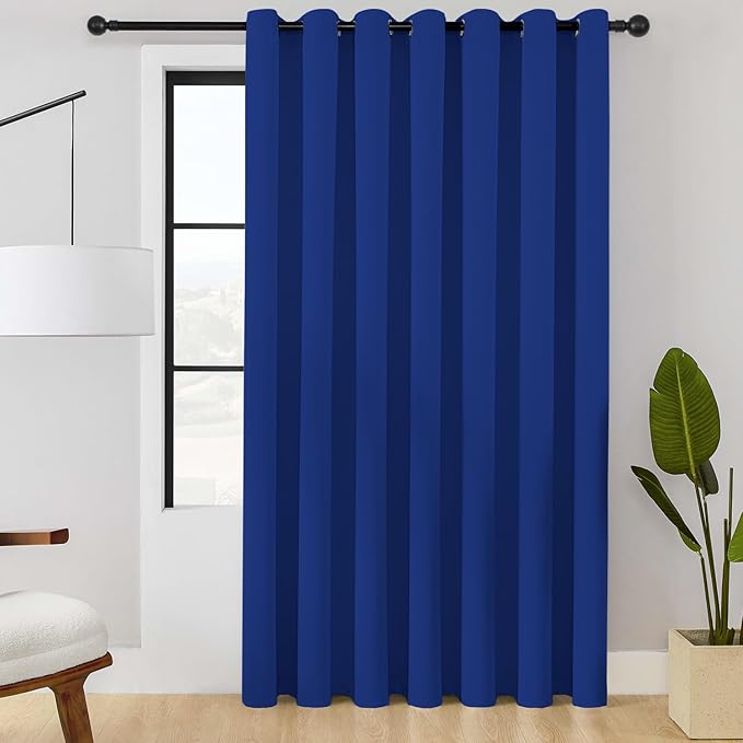 ChrisDowa Room Divider Curtain 96 Inches Long, Wide Blackout Sliding Door Curtain for Bedroom, Room Darkening Privacy Window Curtain for Patio Door (1 Panel Set, Royal Blue, 100 x 96 Inch)