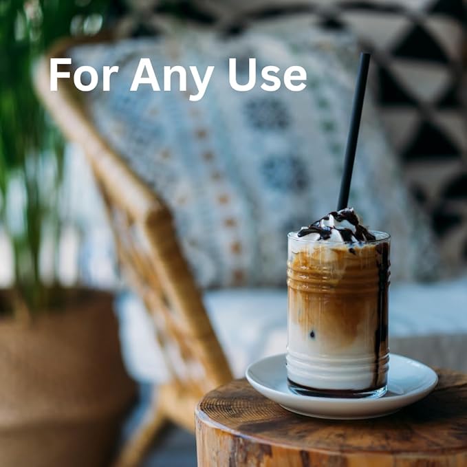 7.75" Jumbo Black Plastic Unwrapped Straw (500Pcs) | Disposable Drink Straws for Restaurants, Cafés, Bars, and Catering | Hygienic, Sturdy, and Convenient