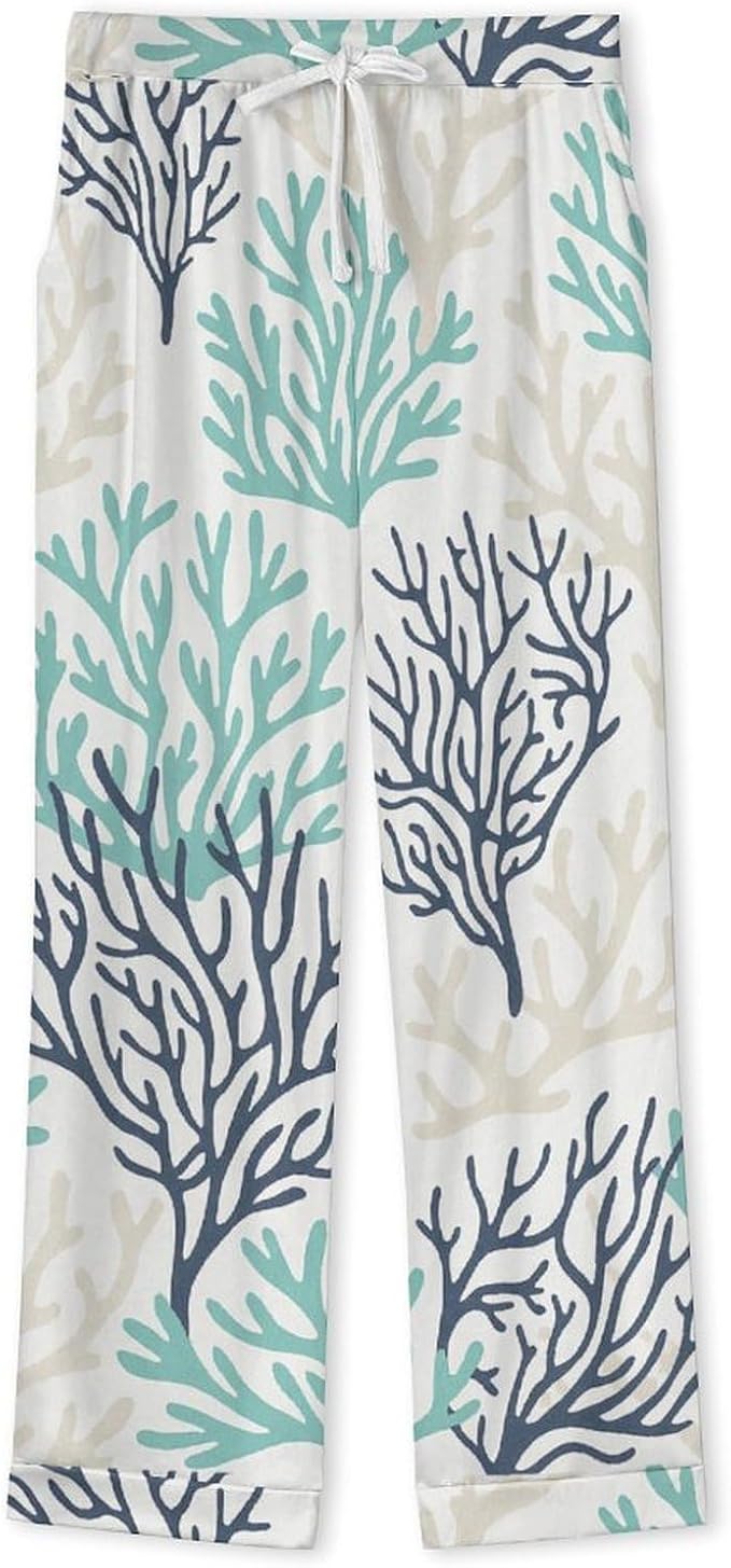 Lemons Leaves Ceramic Style Womens Pajama Set Long Sleeve Pajamas Top And Pants Soft Loungewear Pjs Sets
