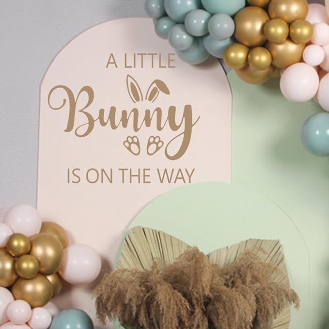 A Little Bunny is On The Way Sign Balloon Arch Decor Sticker，Baby Shower Party Rabbit Themed Decal Sign，Gender Reveal Party Decorations, for Spring Easter Rabbit Themed Baby Shower