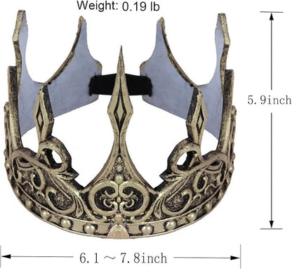 DothRayan Royal King Crown for Cosplay Prop Holiday Party, Halloween Costume Prom Party, Adjustable Royal Crown Prince Tiara
