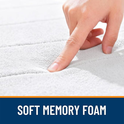 OLANLY Memory Foam Long Bathroom Rugs Runner 59x20, Super Soft Absorbent Bath Mat, Quick Dry, Machine Washable Shower Floor Rugs, Bathmat Carpet, Bathroom Home Decor Accessories, White