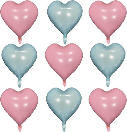 Pink Heart Shaped balloons Pack of 10,18 Inch Love Valentine Balloons Blue Heart Romantic Balloons For Valentines Day Propose Marriage Wedding Bridal Shower Engagement Party Decorations