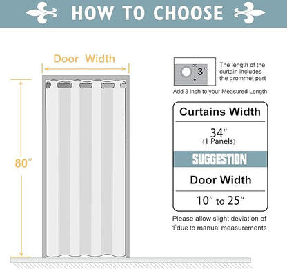 ChrisDowa Blackout Door Curtains for Doorway Privacy, Grommet Closet Curtains for Bedroom Closet Door, Thermal Insulated Temporary Doorway Cover Room Divider Drapes (1 Panel, Brown, 34 x 80 Inch)