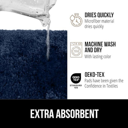 GORILLA GRIP Premium Luxury Bath Rug, 60x24, Absorbent, Soft, Thick Shag, Plush Bathroom Mat Rugs, Machine Washable, Microfiber Quick Dry, Mats for Shower, Bathtub and Floor Accessories, Indigo