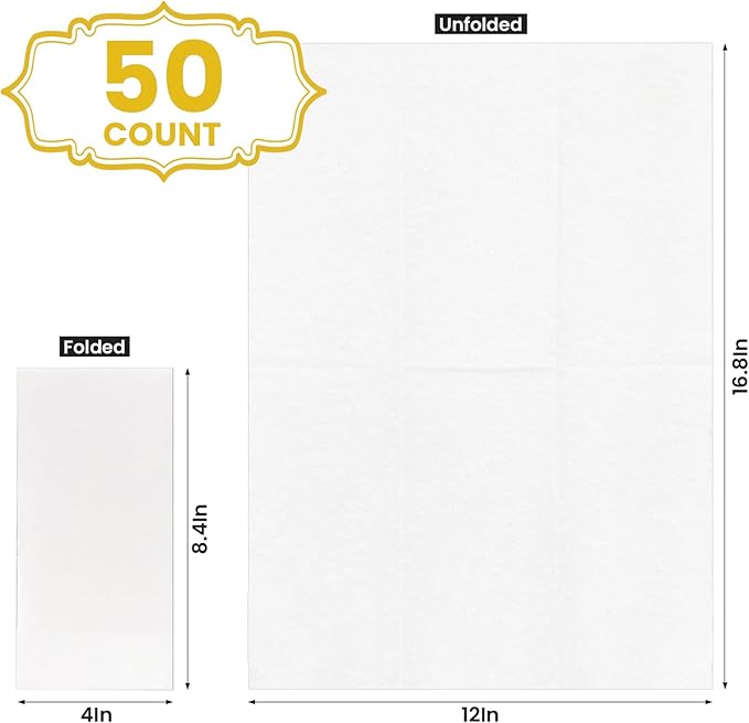 50 Pack Disposable Linen Feel Guest Towels Disposable Bathroom Napkins Cloth-Like Hand Tissue Paper for Bathroom Party Powder Room Hotel Fancy Restaurant
