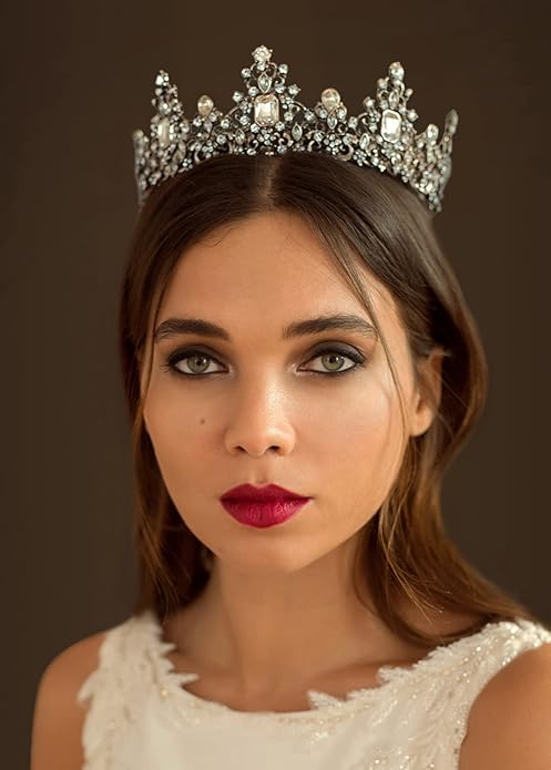 SWEETV Queen Crown for Women - Baroque Wedding Tiaras and Crowns,Jeweled Tiara Crown,Prom Birthday Halloween Hair Accessories