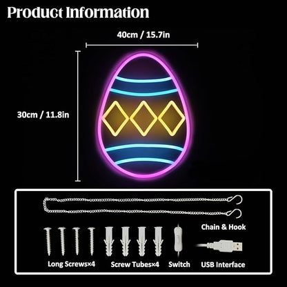 Easter Egg Neon Sign Happy Easter Neon Light Colorful Easter Eggs LED Signs for Wall Dimmable Neon Lights Signs Easter Decor Jesus Neon Wall Sign for Bedroom Easter Day Bar Party Decor