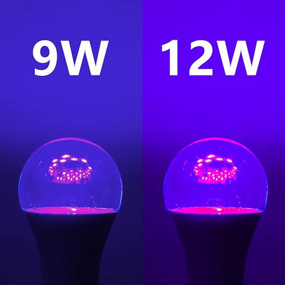 FAGUANGAO LED Black Light Bulb,12W(100Watt Equivalent) A19 UV Blacklight Bulb,120V,UVA Level 390-400nm,E26 Medium Base,Glow in The Dark for Blacklight Party,Fluorescent Poster,Neon Glow(2 Pack)