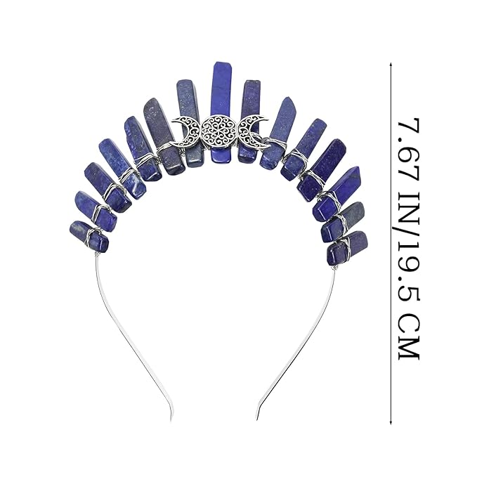 Chlorite Raw Quartz Headband, Tiara Crystal Hairband Fashion Rhinestone Headwear for Women Girls (sodalite1)