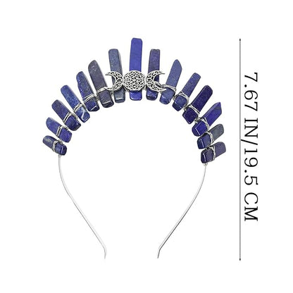 Chlorite Raw Quartz Headband, Tiara Crystal Hairband Fashion Rhinestone Headwear for Women Girls (sodalite1)
