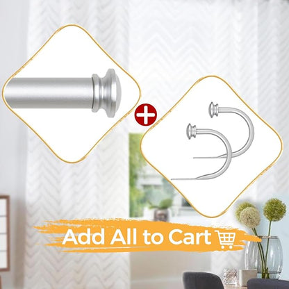 TONIAL Curtain Holdbacks 2 Pack, Decorative Window Drapery Tiebacks for Wall with Small Finials (1 Pair/2 Pack), Silver