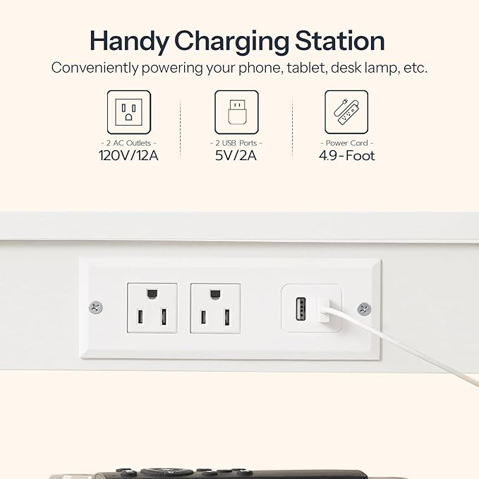HOOBRO Side Table with Charging Station and USB Port, Small End Table for Small Space, 3-Tier Nightstand with Adjustable Shelf, for Living Room, Bedroom and Balcony, White WW112BZ01