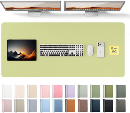 YSAGi Leather Desk Protector, Office Mat, Large Mouse Mat, Non-Slip PU Leather Blotter, Laptop Pad, Waterproof Writing Pad for Office and Home (Peak Green, 47" x 17")
