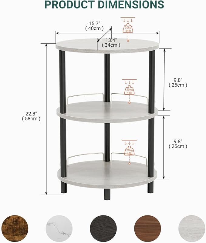 Small Nesting Coffee Table - 3-Tier Oval Accent Table for Small Spaces, Rustic Wood and Metal Couch End Table, Nightstand for Bedroom or End Table Living Room, Easy to Assemble, Greige