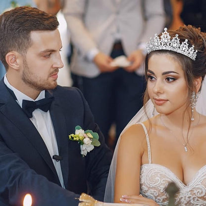 AOPRIE King & Queen Artemis Tiara and Crown for Women Men Crystal Hair Accessories for Wedding Prom Bridal Birthday Party Halloween Costume Christmas Gifts Silver Princess Tiara for Girls Boys