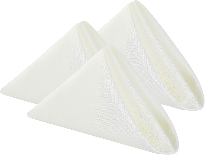 Cloth Napkins 20x20 inch Washable Polyester Dinner Napkins Soft Table Napkins for Wedding Party Dining Banquet(Ivory,25PCS)