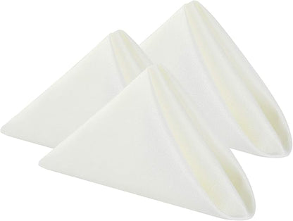 Cloth Napkins 20x20 inch Washable Polyester Dinner Napkins Soft Table Napkins for Wedding Party Dining Banquet(Ivory,12PCS)