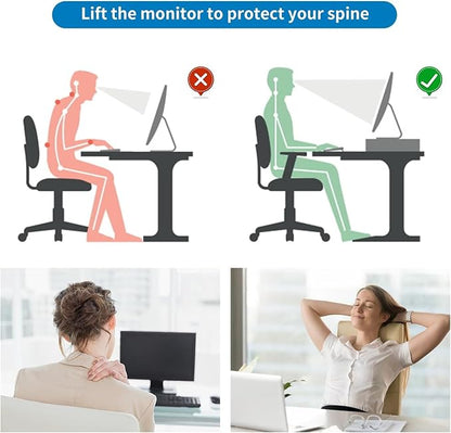 gianotter 2-Tier Metal Monitor Stand Riser, Desk Organizer for Monitor, Office Desk Storage Organizer for Office Supplies (Wood)