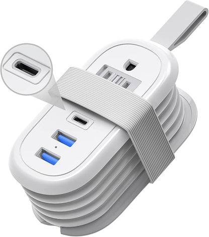 BEVA Travel Power Strip with USB C Ports, PD 20W Fast Charge 2 Outlets 3 USB Ports, 4 FT Travel Flat Plug Extension Cord, Non Surge Protector for Cruise Ship Travel Essentials(PD20W Charge White)