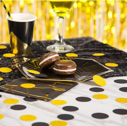 MOWO Glitter Confetti Circles Wedding Party Decor and Table Decor 1.2’’ in Diameter (glitter gold,black,200pc)