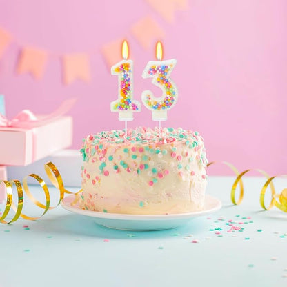 13th Birthday Candle for Cake, Colorful Macaron Numeral Candles for Boys/Girls, Theme Birthday Party Cake Decorations, Cake Topper for Birthday Party Supplies (Number 13)
