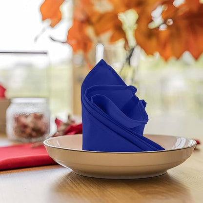 Royal Blue Cloth Napkins Bulk (Pack of 24) - 100% Polyester Dinner Linen Napkins Cloth Washable & Reusable - Durable with Hemmed Edges - Ideal for Parties and Weddings (17x17 Inches)