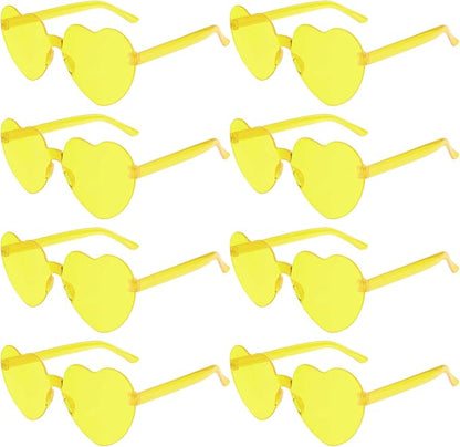 PLULON Heart Sunglasses for Women 5/12/25 Pcs, Heart Glasses Valentine Day Rimless Shaped Candy Color Fun Glasses Party Favor