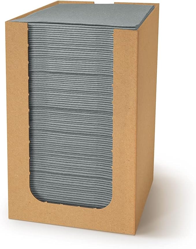 PAW - 100-Pack Disposable Linen-Feel Cocktail Napkins 4" x 4", Gray Premium Paper Napkins for Parties, Elegant Cloth-Like Beverage Napkins For Bars, Restaurants, Made in Europe