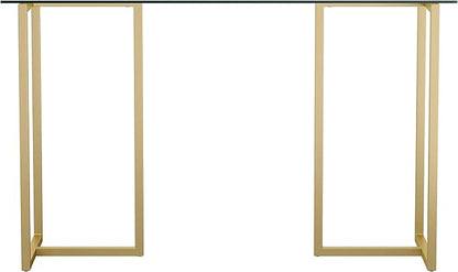 Martha Stewart Eli Home Office Desk with Glass Top and Steel Frame, Polished Brass