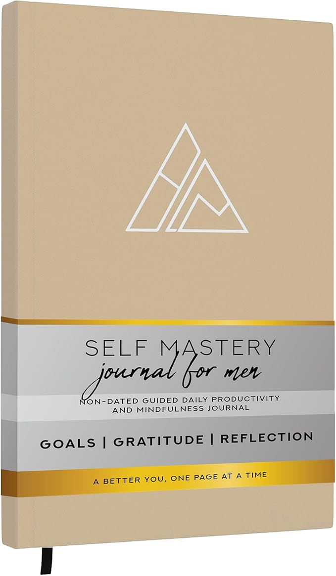 Self-Mastery Journal for Men - Gratitude Journal – 5 Minute Journals - Reflection Manifestation Journal for Mindfulness – Goal/Guided Gratitude Journel for Women & Men (Khaki)
