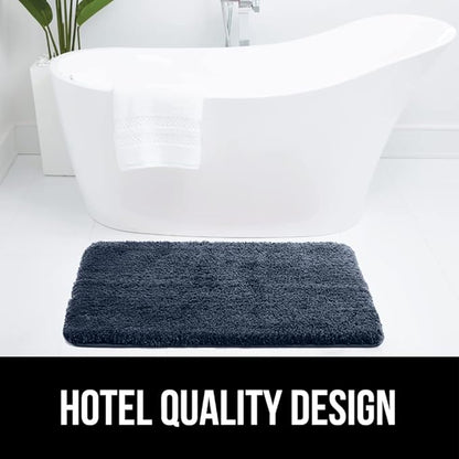 GORILLA GRIP Premium Luxury Bath Rug, 60x24, Absorbent, Soft, Thick Shag, Plush Bathroom Mat Rugs, Machine Washable, Microfiber Quick Dry, Mats for Shower, Bathtub and Floor Accessories, Indigo