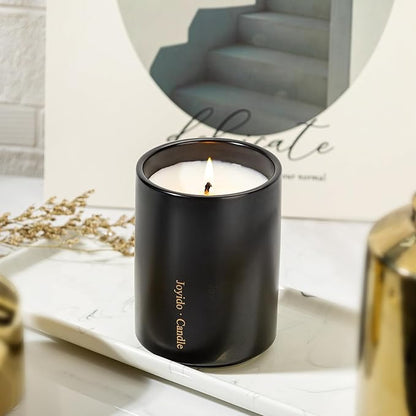 14OZ Oud & Sandalwood Scented Candle - Aromatherapy Candles with Lid - Soy Candles for Home Scented - Luxury Ceramic Jar Candles for Bedroom Kitchen Home Decor, Housewarming Party (Black)