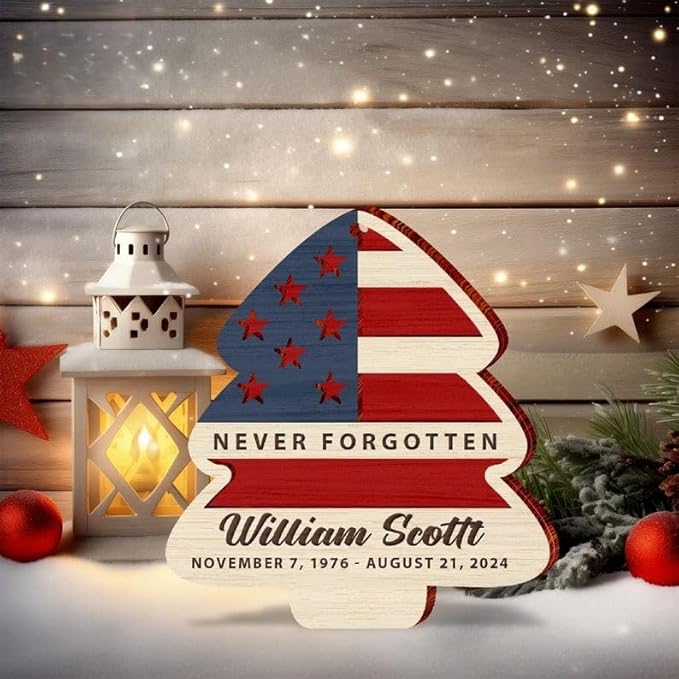 Custom Military Christmas Ornaments, Personalized Patriotic Christmas Tree Decorations, American Flag Ornament, Holiday Xmas Gifts for Veterans, Soldiers